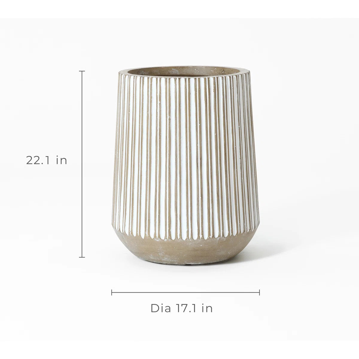 Jarmall Round Brown and White Striped Handmade Tall Pot Planter